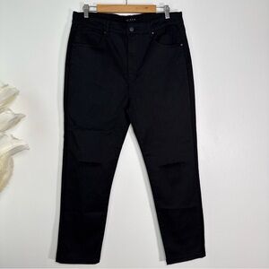 Risen Coated Twill Skinny Jeans Black Size 15/16 Stretch ankle Length Distressed